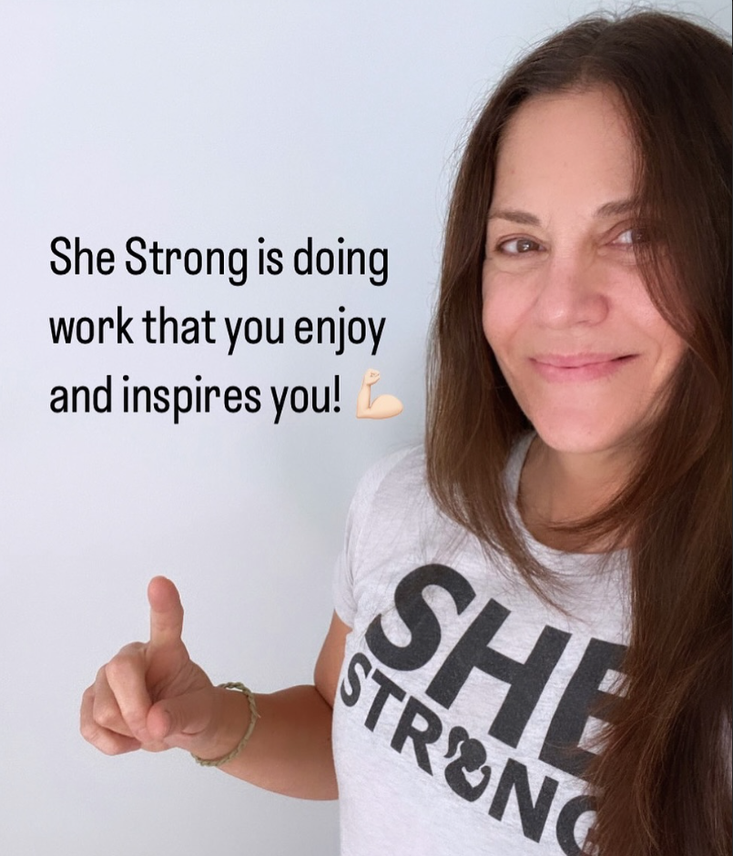 SHE STRONG 2 Heather White Tee – All About She Motivational Tee