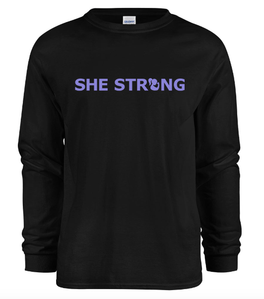 SHE STRONG Long Sleeve Black Tee – Strength Tee by All About She