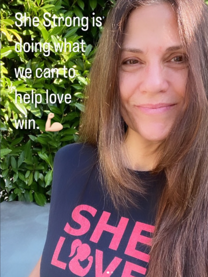SHE LOVE Muscle Girl Stacked Black Tee – Strength Tee by All About She