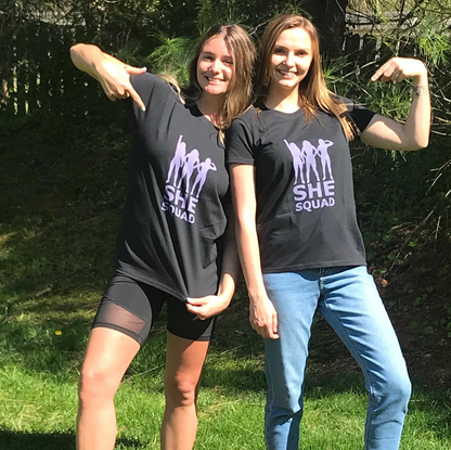 SHE SQUAD Short Sleeve Black Tee – Group Tee at allaboutshe.net