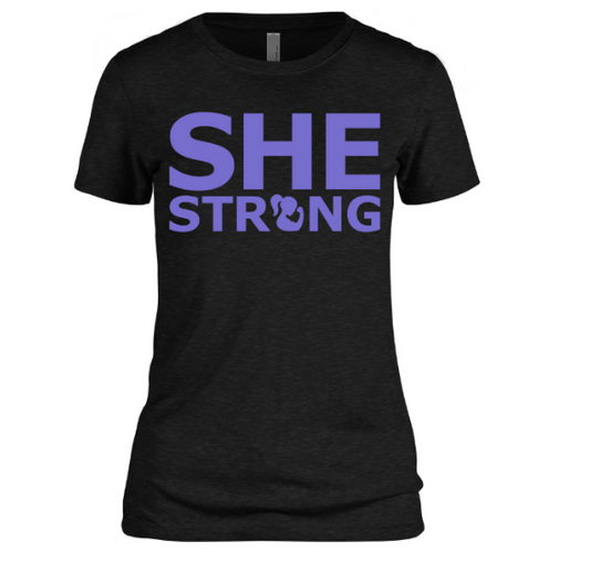 SHE STRONG 2 Stacked Black Tee – All About She Strength Apparel
