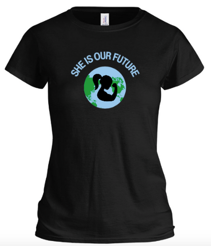 SHE IS OUR FUTURE Black Tee – Vision Tee by All About She