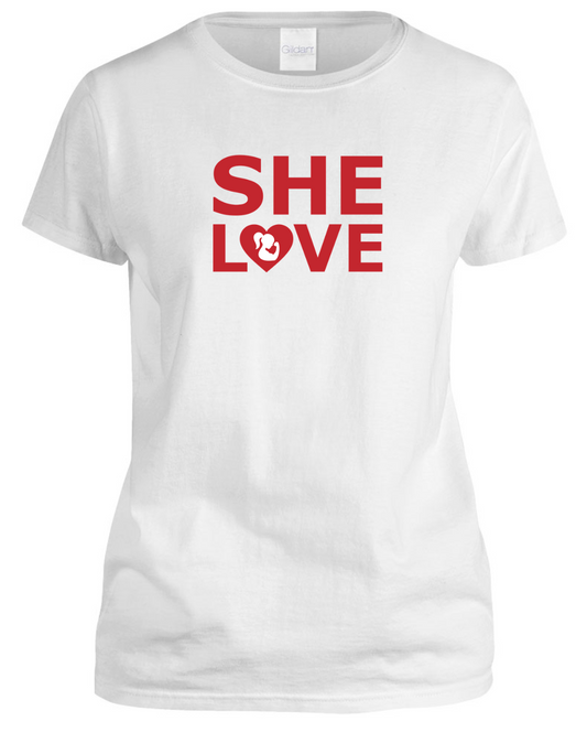 SHE LOVE Muscle Girl Heart T-Shirt – All About She at allaboutshe.net