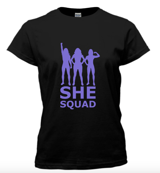 SHE SQUAD Short Sleeve Black Tee – Group Tee at allaboutshe.net