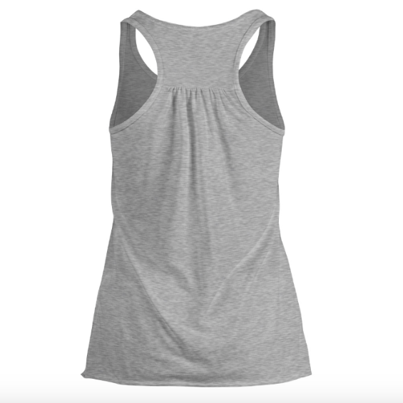 SHE STRONG Racerback Tank Gray – Motivation Tee at allaboutshe.net