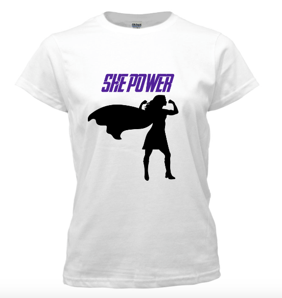 SHE POWER White Tee – Self-Love Tee by All About She