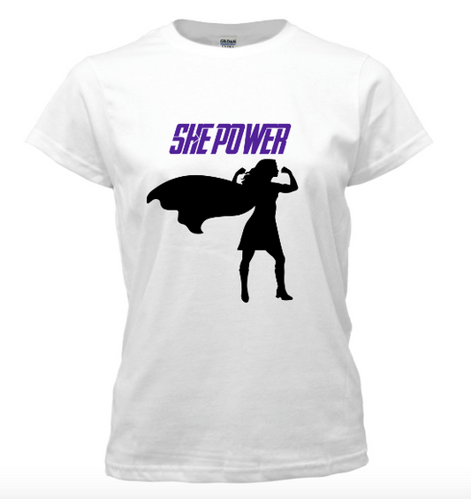 SHE POWER White Tee – Self-Love Tee by All About She