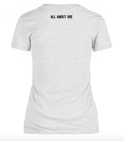 SHE STRONG 2 Heather White Tee – All About She Motivational Tee